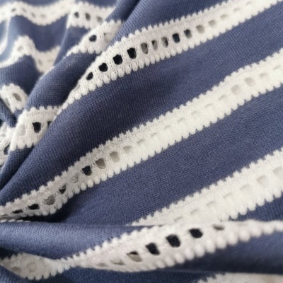 Malha Jersey Jacquard Rendilhada AZUL BRANCO