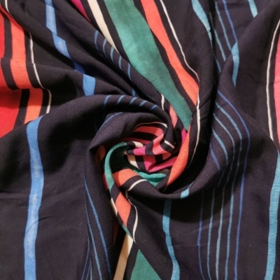 Tecido Algodão MARINHO RISCAS COLORIDAS