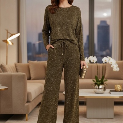 Malha Jersey Interlock c/ Lurex KHAKI