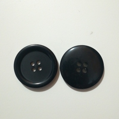 Bouton en plastique noir - 25 mm, lot de 12