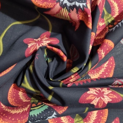 Tecido Algodão MARINHO C/ LÍRIOS