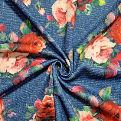 Malha Jersey Interlock Algodão DENIM ROSE