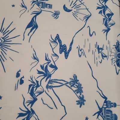 Tissu Coton BLANC DÉSERT BLEU