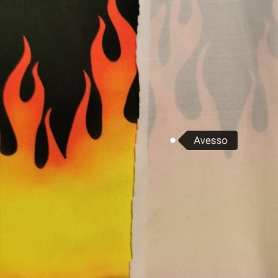 Malha Jersey Licra  blocos PRETA  FLAMES