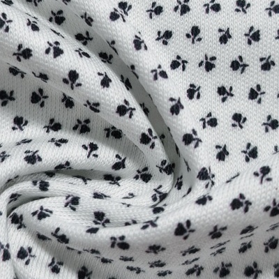 Malha Jersey Interlock algodão BLACK FLORAL