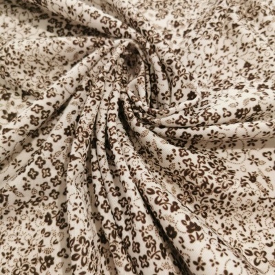 Jersey avec élasthanne BROWN FLOWERS