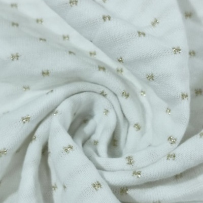 Maille interlock jacquard double face BLANC/LUREX
