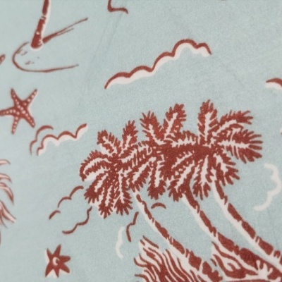 Tissu voile BLEU CLAIR MOTIF ÎLES