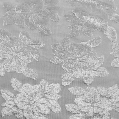 Terciopelo Jacquard Flores relieve BLANCO
