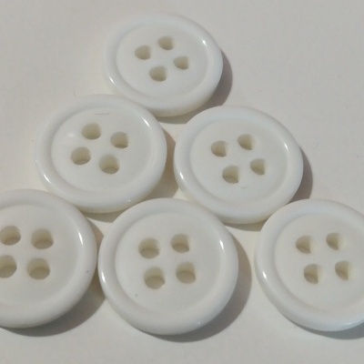 Bouton blanc brillant - 11 mm, lot de 12