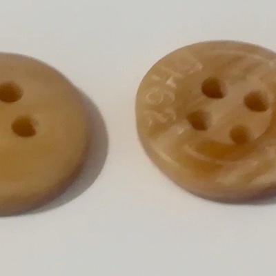 Bouton en plastique beige - 11 mm, lot de 12