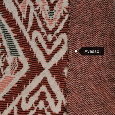 Malha Jacquard Interlock BEGE / BORDEAUX LOSANGOS