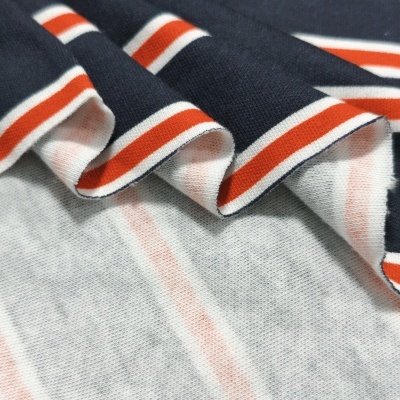 Malha Jersey Interlock algodão DARK BLUE STRIPES