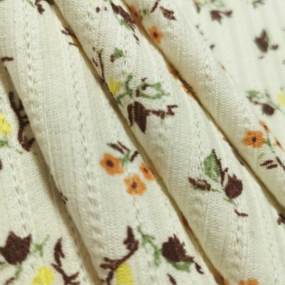 Malha canelada / rib FLORZINHA BEGE