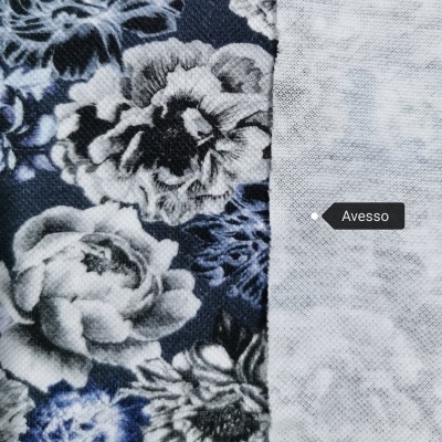 Malha Piquet FLORAL AZUL