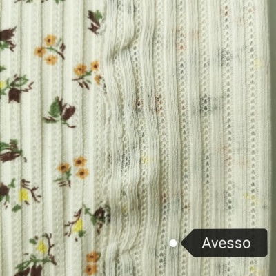 Malha canelada / rib FLORZINHA BEGE