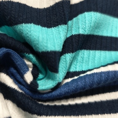 Maille jersey côtelée avec élasthanne TERRE BLUE