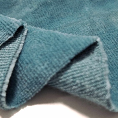 Maille peluche (type velours) BLEU TURQUOISE