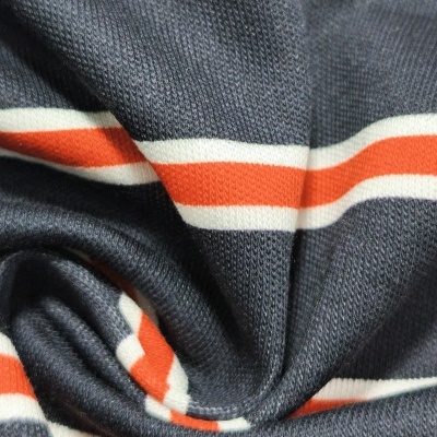 Malha Jersey Interlock algodão DARK BLUE STRIPES