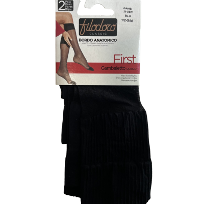 Pack de 2 pares de meias gambaletto opacas pretas marca Filodoro com banda anatómica