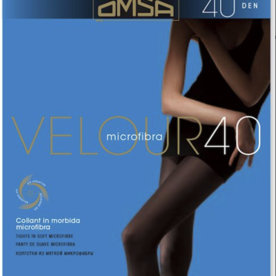Embalagem com collants pretos OMSA Velour 40 DEN em microfibra