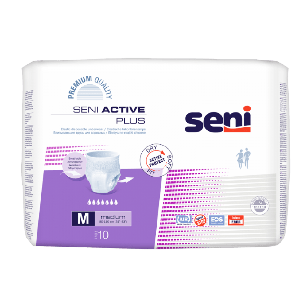 Seni Pants Active Plus (10 unidades) Pacote de fraldas para adultos Seni Active Plus tamanho médio