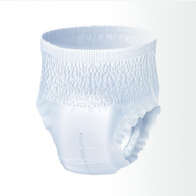 Fralda absorvente branca com cintura elástica e laterais frisadas