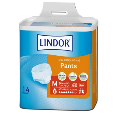 Pacote de fraldas Lindor Pants tamanho M para adultos, 14 unidades
