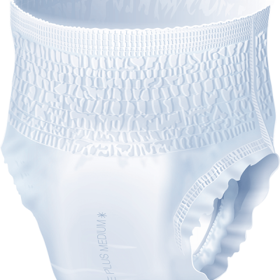 Fralda descartável branca para adultos com texto VISIT PLUS MEDIUM