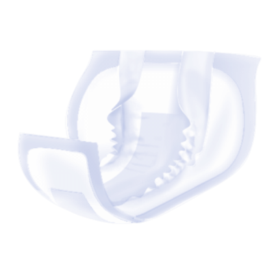 Fralda descartável branca com abas elásticas laterais