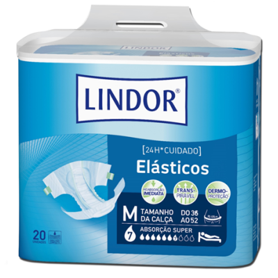 Embalagem de fraldas elásticas Lindor tamanho M com 20 unidades