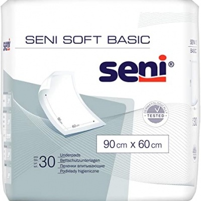 Pacote de forros absorventes Seni Soft Basic 90x60 cm 30 unidades