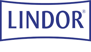 Logótipo LINDOR em letras azuis sobre fundo branco