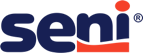 Logótipo da marca Seni em azul com ponto vermelho