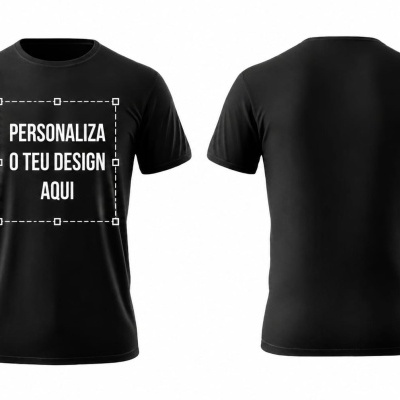 T-shirt preta personalizada com texto branco