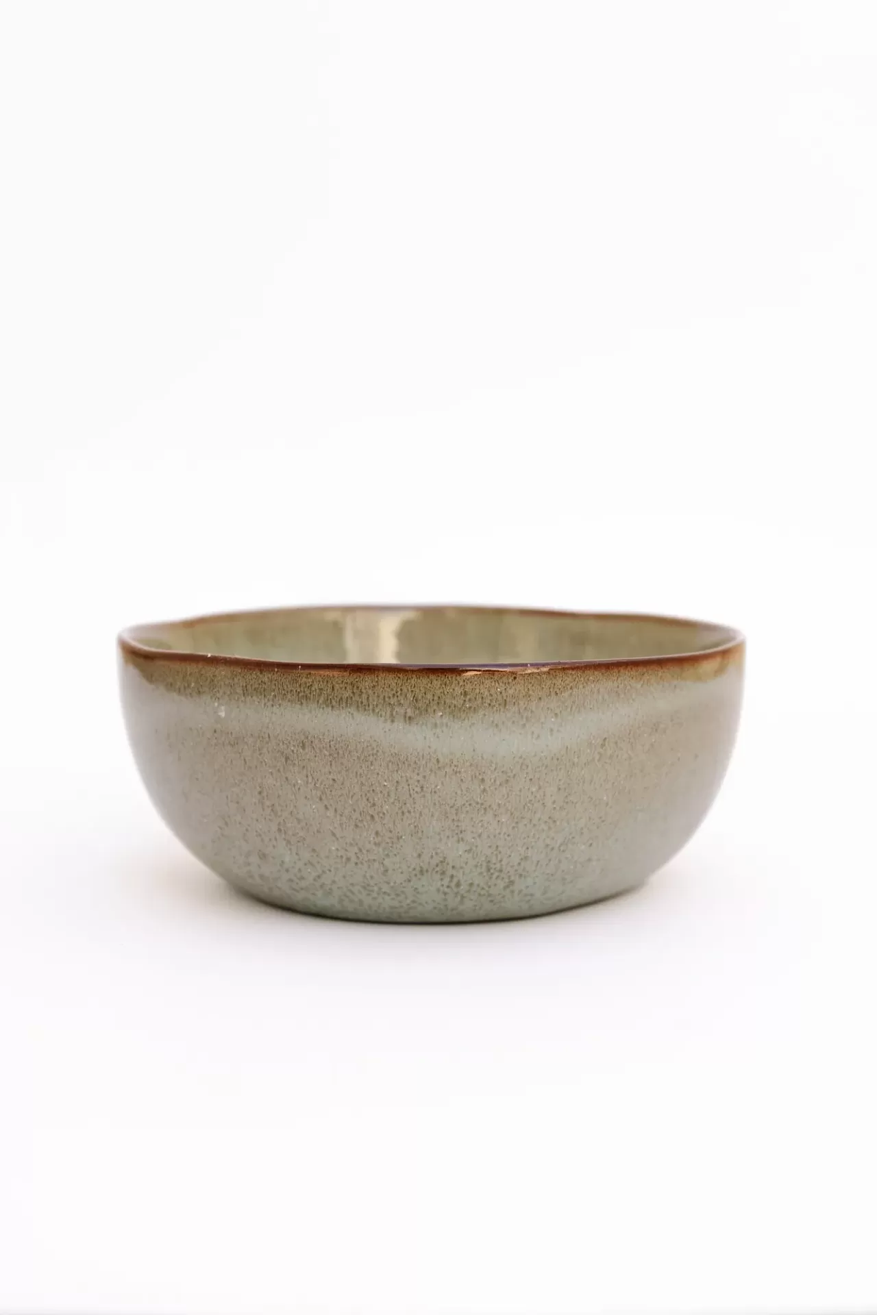 Taça redonda de cerâmica cinzenta e castanha