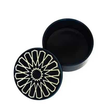 Caixa cerâmica azul com tampa decorada