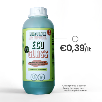 Frasco de produto de limpeza Eco Glass para vidros e paredes.