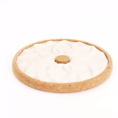 Tapete redondo para animais em cortiça e almofada branca