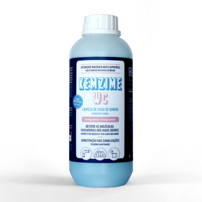 Frasco de detergente biológico multi-superfícies KEMZIME WC para limpeza de casa de banho