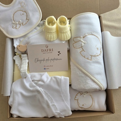 Conjunto de roupa e acessórios para bebé com bordado de elefante e cartão DAFRI