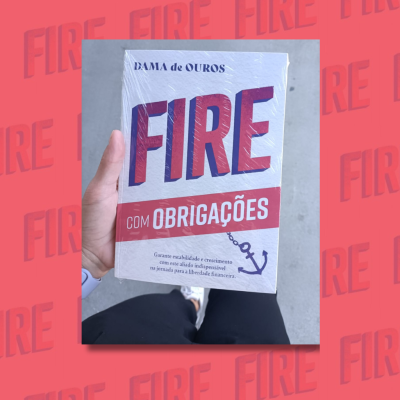 Livro FIRE COM OBRIGAÇÕES com capa branca e texto vermelho e azul
