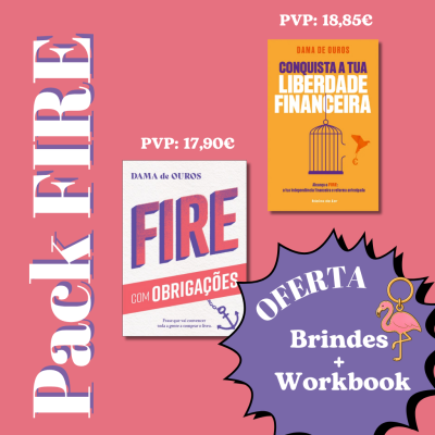 Promoção de dois livros da coleção 'DAMA de OUROS' com preços e oferta de brindes e workbook.