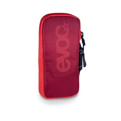Estojo vermelho e bordo com fecho e logo EVOC