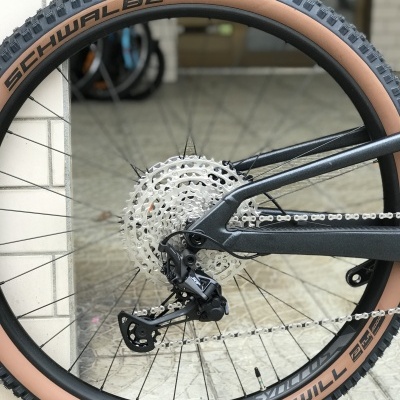 Roda traseira de bicicleta com pneu Schwalbe bowl castanho