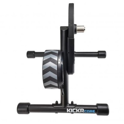 Rolo de treino para bicicleta KICKR CORE preto com padrões cinza e azul