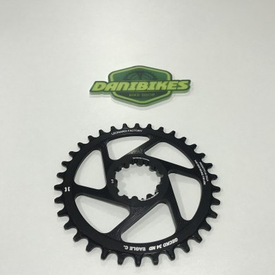 Roda dentada preta para bicicleta com 36 dentes e autocolante DANIBIKES ao fundo