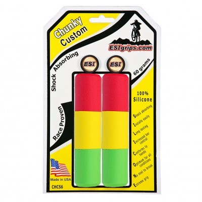 Punhos de bicicleta coloridos em embalagem cartão