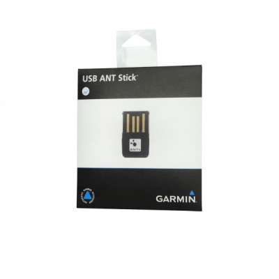 Embalagem do USB ANT Stick da Garmin com dispositivo USB preto