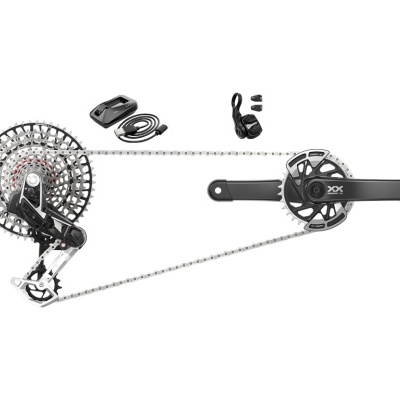 Kit de transmissão de bicicleta com cadeia, pedaleira e cassete